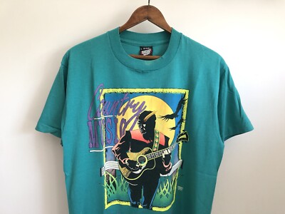 Vintage 80s 90s Country Music Georgia Style Shirt Teal Blue Large