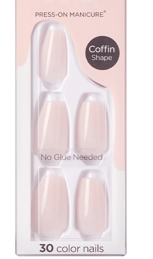 KISS IMPRESS COLOR PRESS-ON NAILS ONESTEP GEL MANICURE MEDIUM COFFIN SERENDIPITY