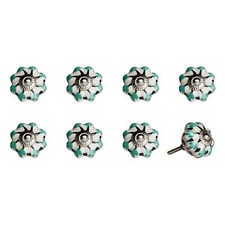 1.5 X 1.5 X 1.5 Hues Of White Green And Black Knobs 8 Pack