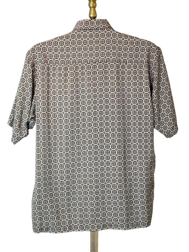  Daniel Gray Multicolor Squares  100% Silk Short Sleeve Med - Imagem 3 de 4