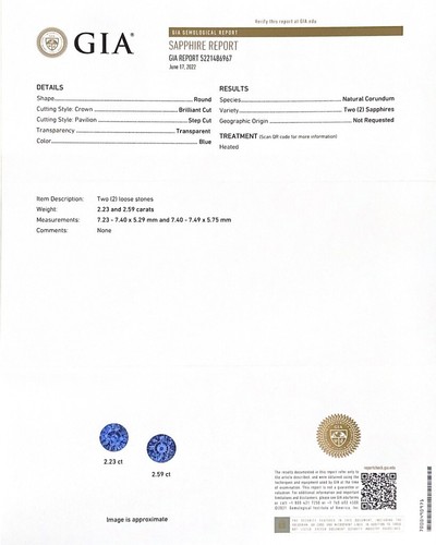 Blau Saphir Lose Edelstein Paar 4,82 cts Naturblau Saphir für Ohrringe - Bild 3 von 5