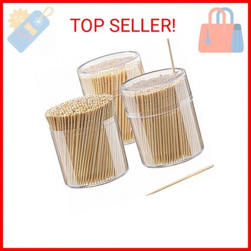 [1500 Count] Bamboo Wooden Toothpicks Wood Round Single-Point Tooth ...