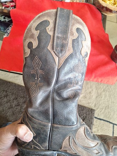 Sterling River Cowboy Boots Mens 11 D Brown Flames Leather sr 525 Great 14" Tall - Picture 15 of 15