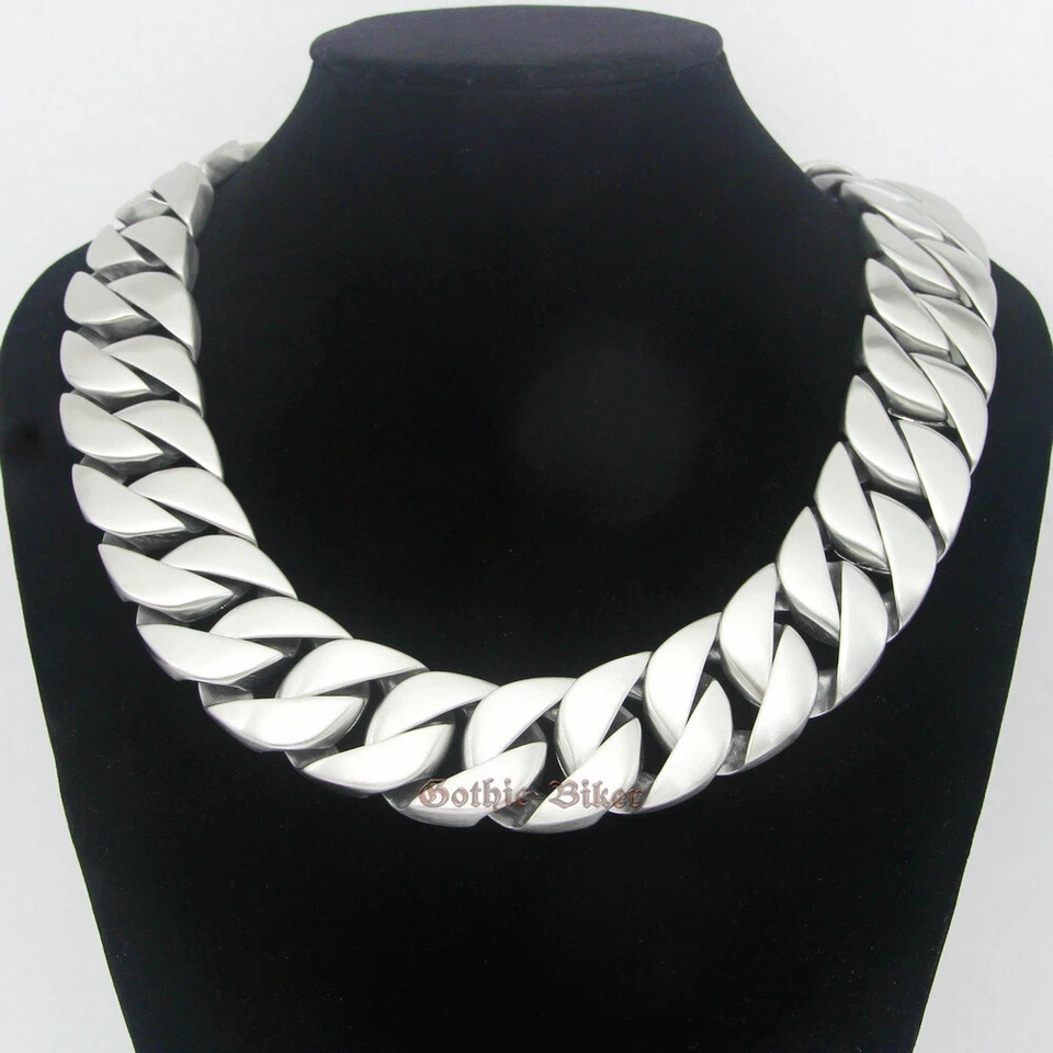 Super Heavy 31mm Wide Men Brushed Cuban Curb Chain 316L Stainless Steel Bracelet - Image 3 of 4