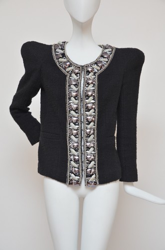 Rara Giacca Abbellita Balmain Primavera 2009 RTW Cristalli Finte Perle 36 FR - Foto 3 di 12