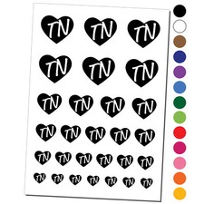 TN Tennessee State in Heart Temporary Tattoo Water Resistant Set Collection