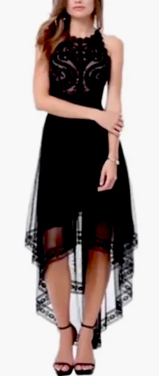 lace short red dress Sheer Scalloped-Lace Long-Sleeve Mini Dress in Wine Red - XL