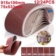 12-24PCS Sanding Belts 100x915mm 75x533mm Belt Sander 40-240 Grit Aluminum Oxide
