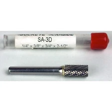 Carbide Burr (SA-3D) Cylindrical - Double Cut - 1/4 x 3/8 x 3/4 x 2 1/2