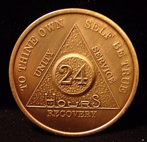 Alcoholics Anonymous AA 24 Hour Bronze Medallion Coin Chip Token ...