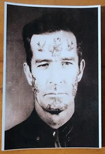 Bernard Kobel Traditional Tattoo Photo B&W Vintage Tattooed Man Face Birds Cross