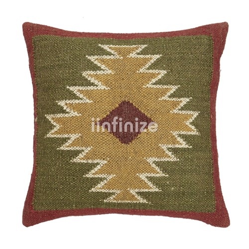 Decorative Wool Jute Kilim Cushion Cover 2 Pcs Boho Rustic Pillow Sham 18x18" - Picture 13 of 55