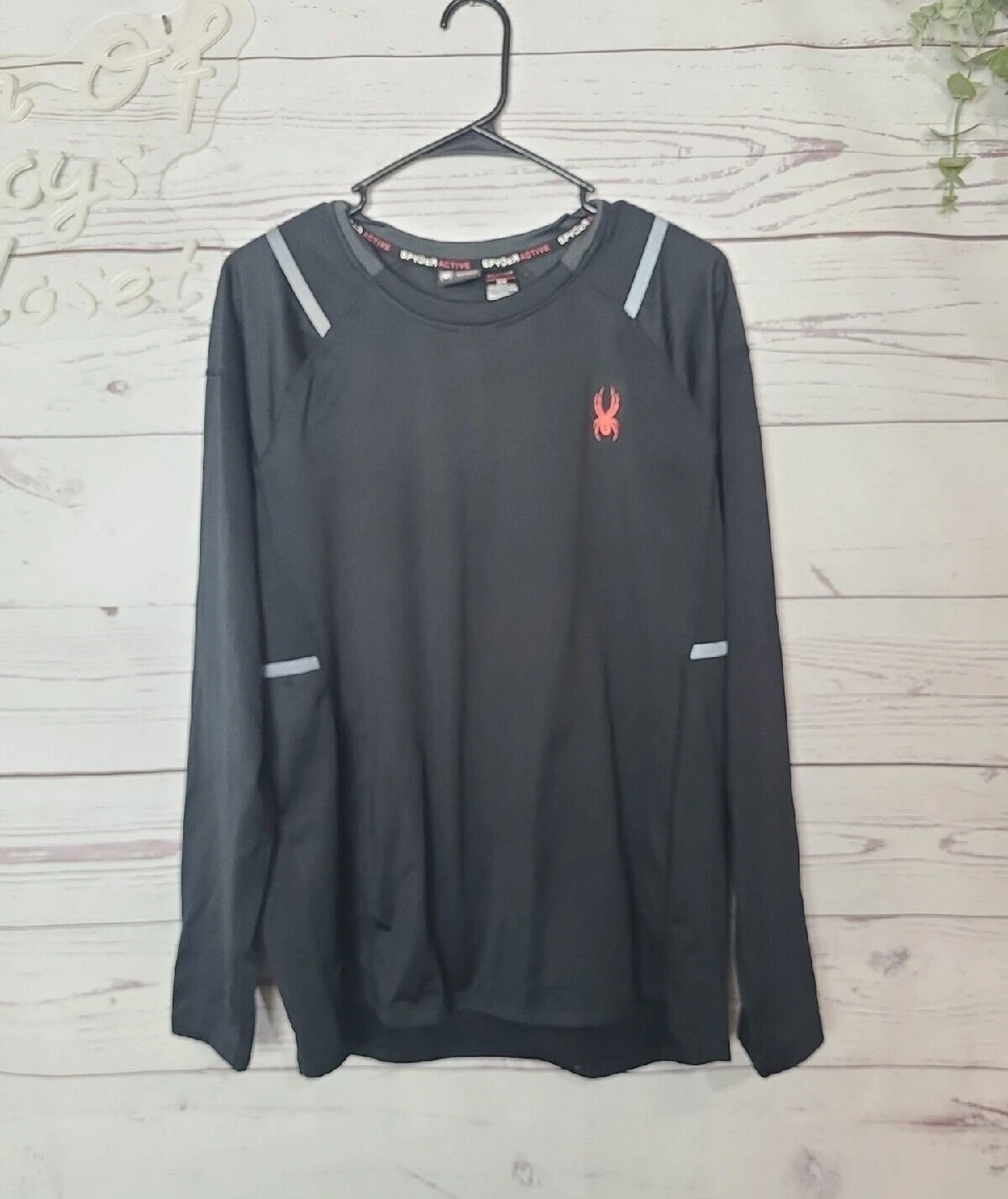 Spyder Active Black ProWeb Microfleece Long Sleeve Pull On Top Men's Size Medium