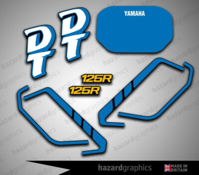 Yamaha DT DTR DT125R Graphics Kit Sticker Decal Set (1989) Black Model ...