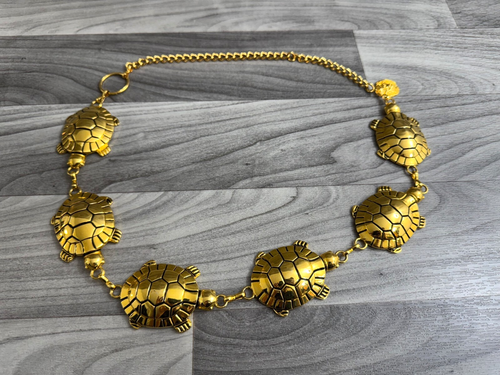 CINTURA CATENA TARTARUGA VINTAGE ANNE KLEIN TONO ORO REGOLABILE 36" MAX