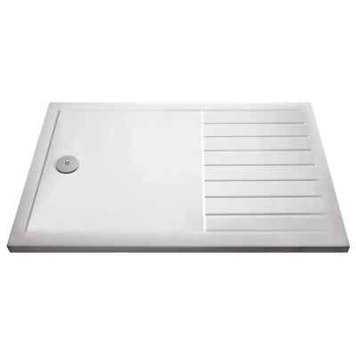 Rechteckige begehbare Duschwanne 1400 x 800 mm weiß Steinharz mit Trocknung NTP1480
