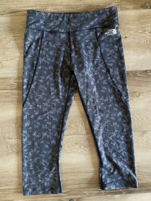 The North Face Womens Cropped Pants Athletic Leggings Gray Print Size Small S/P