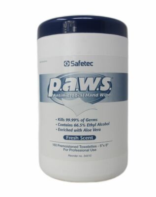 Safetec p.a.w.s Hand Wipes - 160wipes