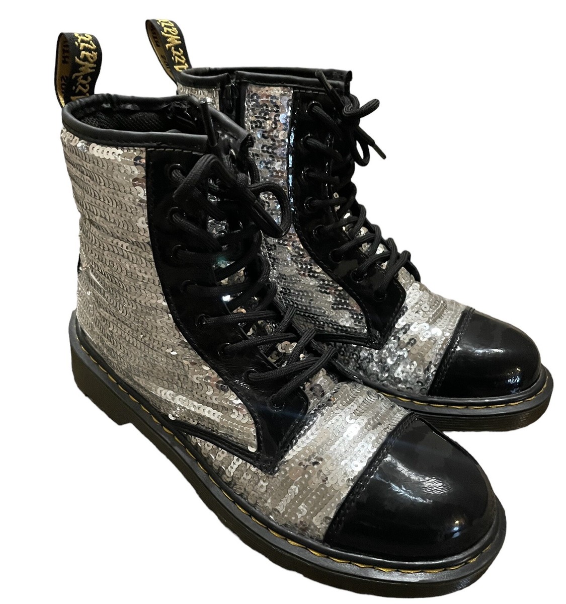 Unique 2-Sides Black/Silver Sequin Dr. Martens Doc Martin main image 4