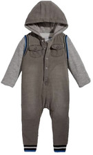 NWT First Impressions Baby Boy's Set of T-Shirt/Hooded Coverall Set, Grey, 24M
