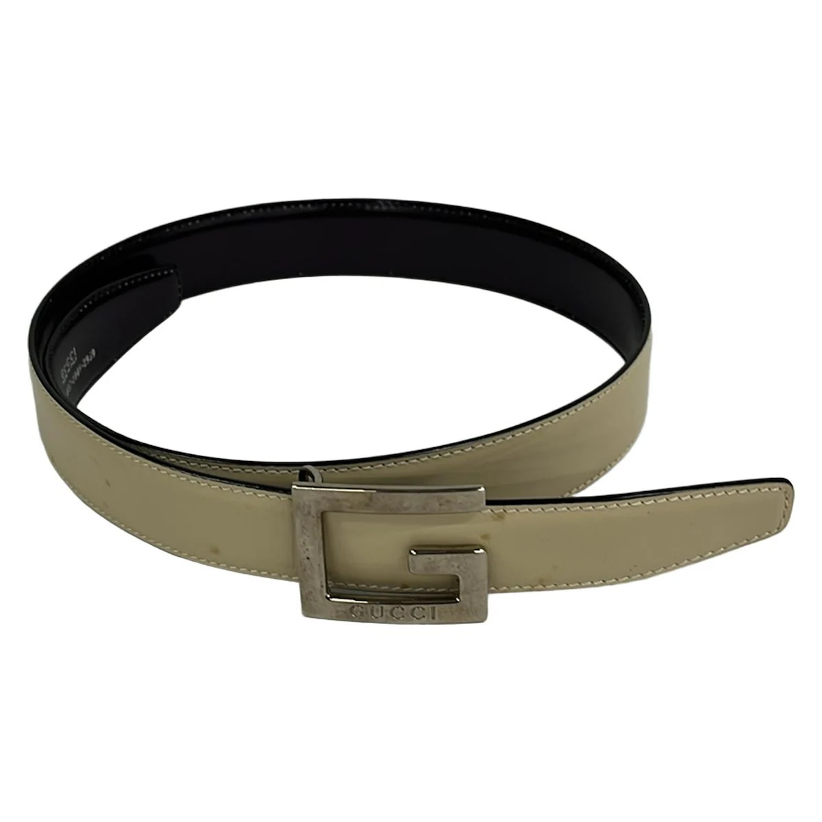 GUCCI - Beige Silver Leather Hardware Belt | eBay
