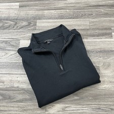 Banana Republic Men  s Large L 1/4 Zip Pullover Black 100 Cotton Long Sleeve