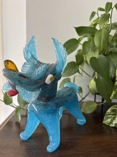 Vintage Murano Italy Blue Dog Figurine Sculpture Venetian Art Glass Hand Blown - Picture 2 of 9