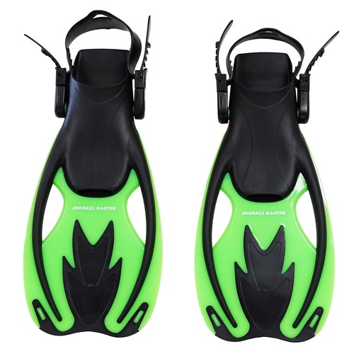 Kids Swimming Snorkeling Fins, Green/Black, Small/Medium - Picture 2 of 2