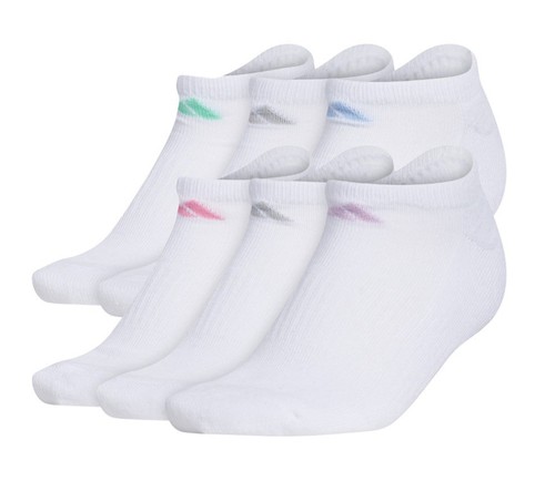Adidas Damen 6 Stück Sportliche gepolsterte No-Show-Socken - weiß/blau/lila 5-10