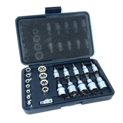 Star Torx Socket Bit Set Male Female E T Sockets Car Repair Tool Kit Pro 30pc