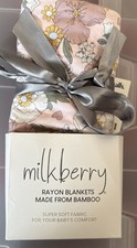 Milkberry Rayon Baby Blanket Soft Floral Flowers Hearts Shower Gift 36 X 40