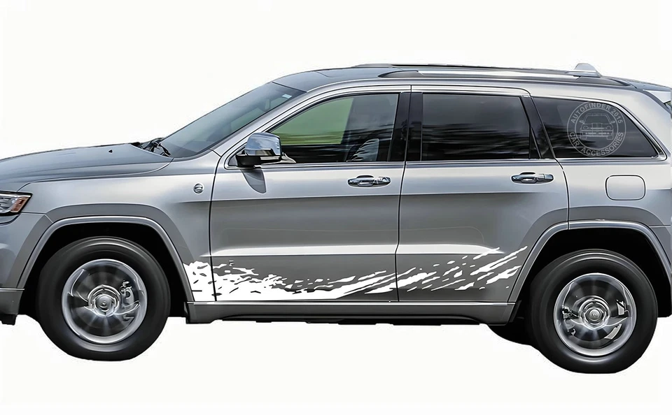 Calcomanía gráfica a rayas salpicaduras de barro para calcomanías de faldón lateral de auto Jeep Grand Cherokee Foto 4 de 4