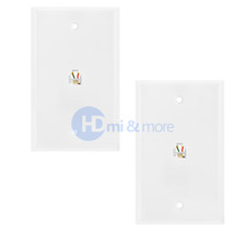 2x White 6P4C Single Phone Jack Wall Plate RJ-11 RJ 12 Telephone Modular