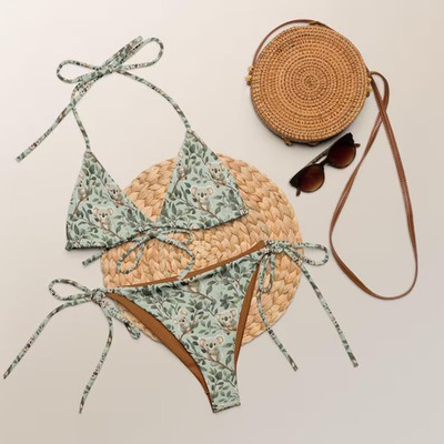 Koalas Tropical Pattern Recycled String Bikini Swimsuit