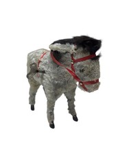 Vintage Wind Up Donkey Toy Plush Fur Mule Works Japan Style Missing Eye