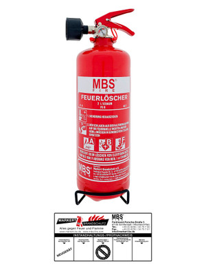 MBS-FIRE (Pii) 2L Schaum Feuerlöscher inkl Halterung u. Plakette