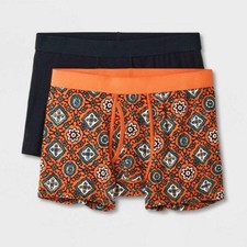 Men's Medallion Print Boxer Briefs 2pk - Goodfellow  Co  Orange M