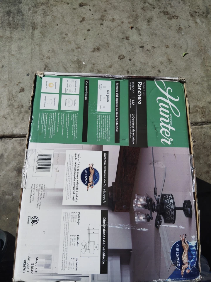 Hunter Ranchero SureSpeed 52 pulgadas bronce noble con techo de hojas de roble gris claro. Foto 3 de 4