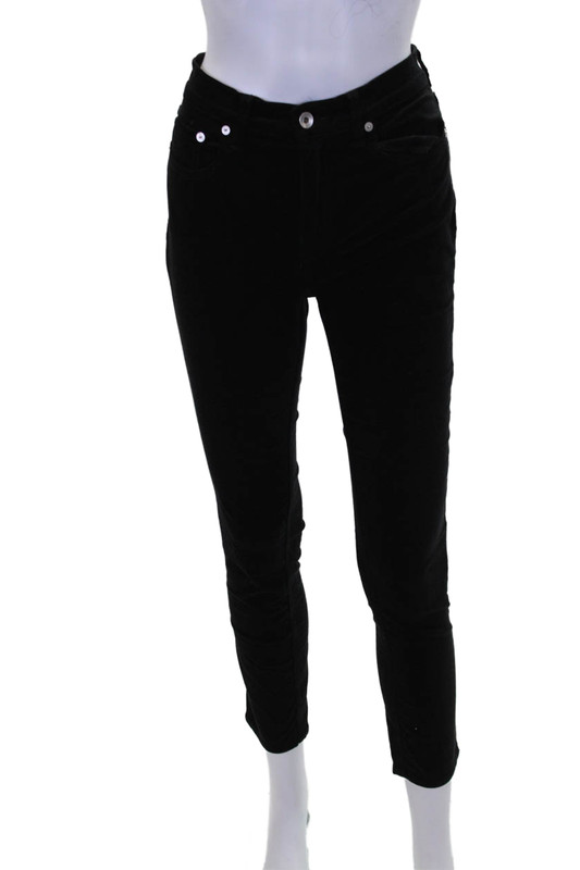 Rag & Bone Womens Textured Zip Button Skinny Leg Pants Black Size EUR 25