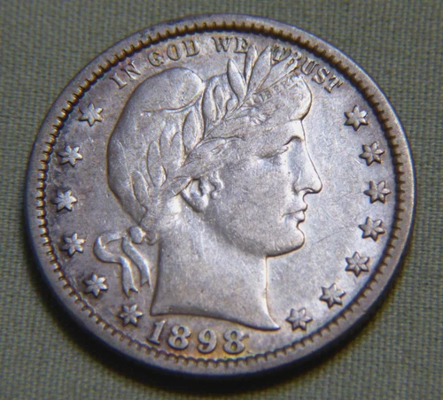 1898 Silver Barber Quarter US 25 Cent - Extremely Fine - Lot 745