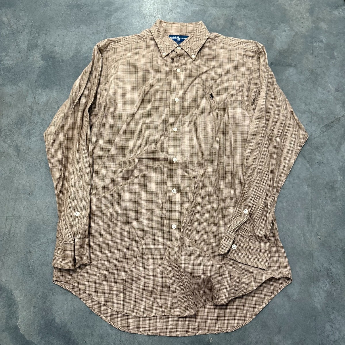 Size S - Ralph Lauren Blake Shirt Mens Brown Houndstooth Button