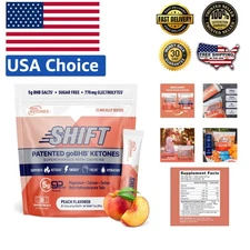 Hydrating Peach Keto Drink Mix - 30 Caffeinated Powder Packets for Energy