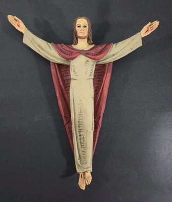 Risen Christ Wall Hanging Relief Figure 12'' X 9.75'' Hand Painted  Resin/Wood(?)