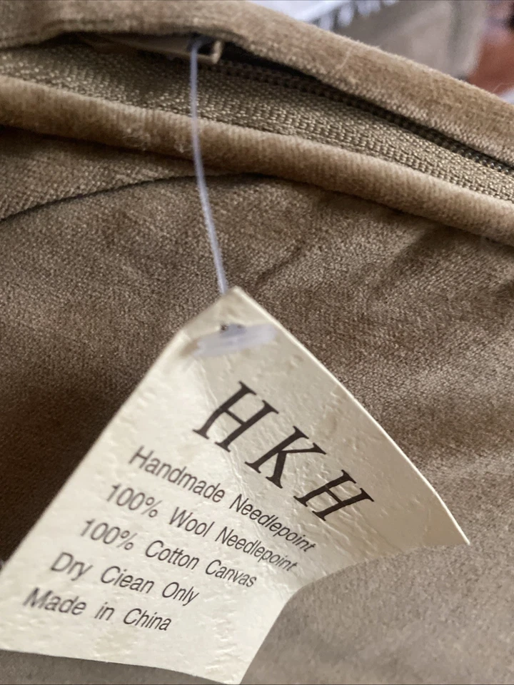 vintage needlepoint pillow cover Chair Pad Roosters French Country Tassels Squat - Image 4 of 4