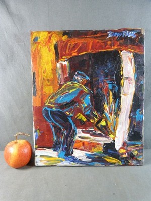 Contemporary painting Oil on canvas signed BARDY FLOR, The fireplace