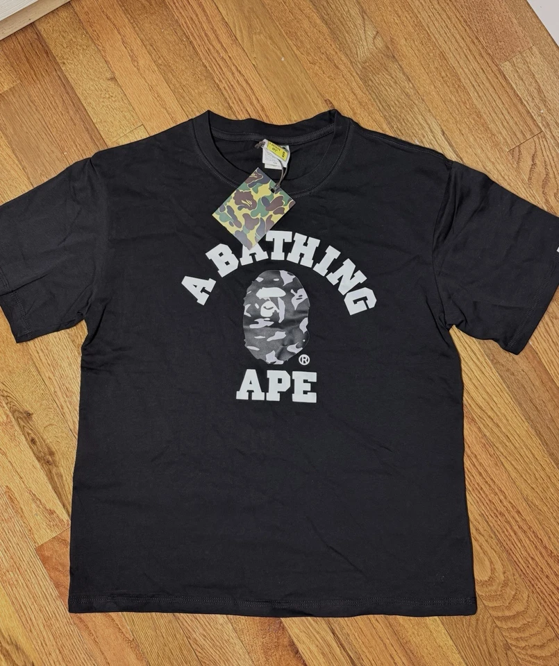 Camiseta universitaria BAPE gris jaspeado camuflada 'negra' Foto 2 de 2