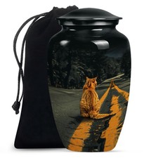 Orange Cat Funeral Urns for Human Ashes Adult Men, Unique Urn 10 Inch 