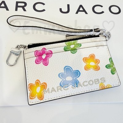Marc Jacobs Top Zip Wristlet 4P6SMP002S01 White Multi $198 Flower
