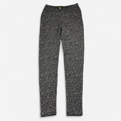 Y2K Goldigga graue Leggings Leopardenmuster Damengröße 12 neu ohne Etikett 2000er Jahre Szene Emo