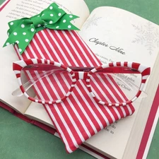 Christmas Candy Cane Reading Glasses, Holiday Readers, Striped Eyeglasses Case